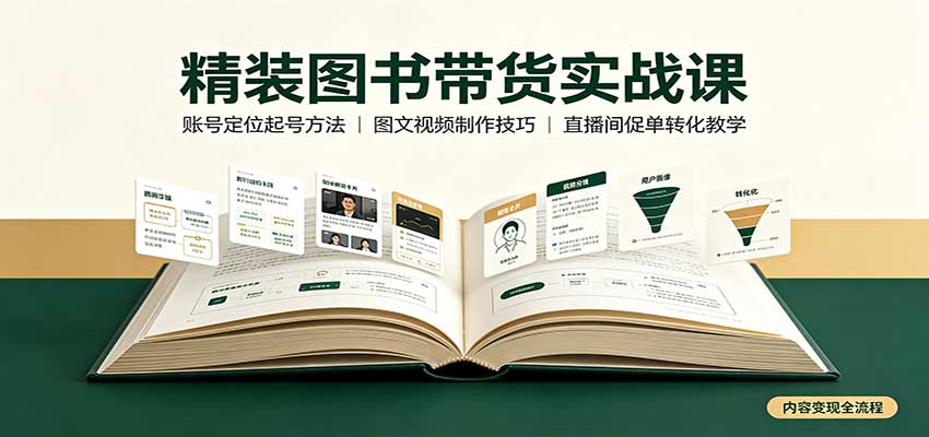 精装图书带货实战课：账号定位起号方法，图文视频制作，促单转化教学-LanTi云网创
