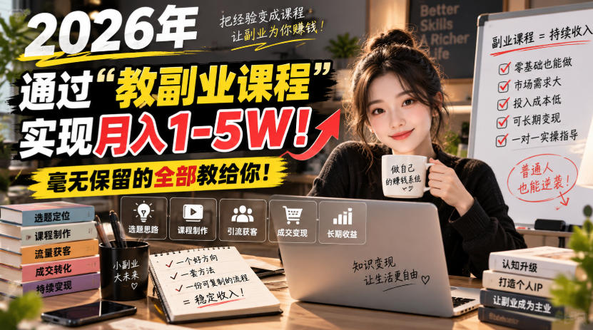 2026年通过“教副业课程”实现月入1-5W！毫无保留的全部教给你！【揭秘】-LanTi云网创