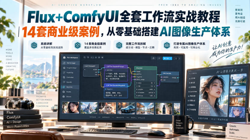 Flux+ComfyUI全套工作流实战教程｜14套商业级案例，从零基础搭建AI图像生产体系-LanTi云网创