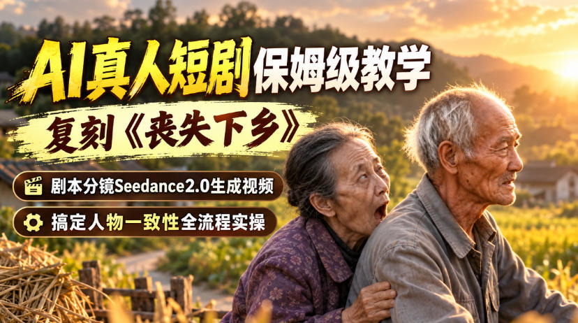 AI真人短剧保姆级教学，复刻《丧失下乡》，剧本分镜Seedance2.0生成视频，搞定人物一致性全流程实操-LanTi云网创