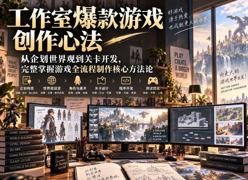 工作室爆款游戏创作心法｜从企划世界观到关卡开发，完整掌握游戏全流程制作核心方法论-LanTi云网创