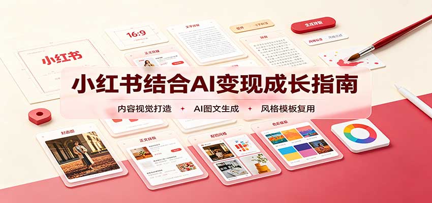 小红书结合AI变现成长指南：账号精准定位，内容视觉打造，搭建可复制流量获客体系-LanTi云网创