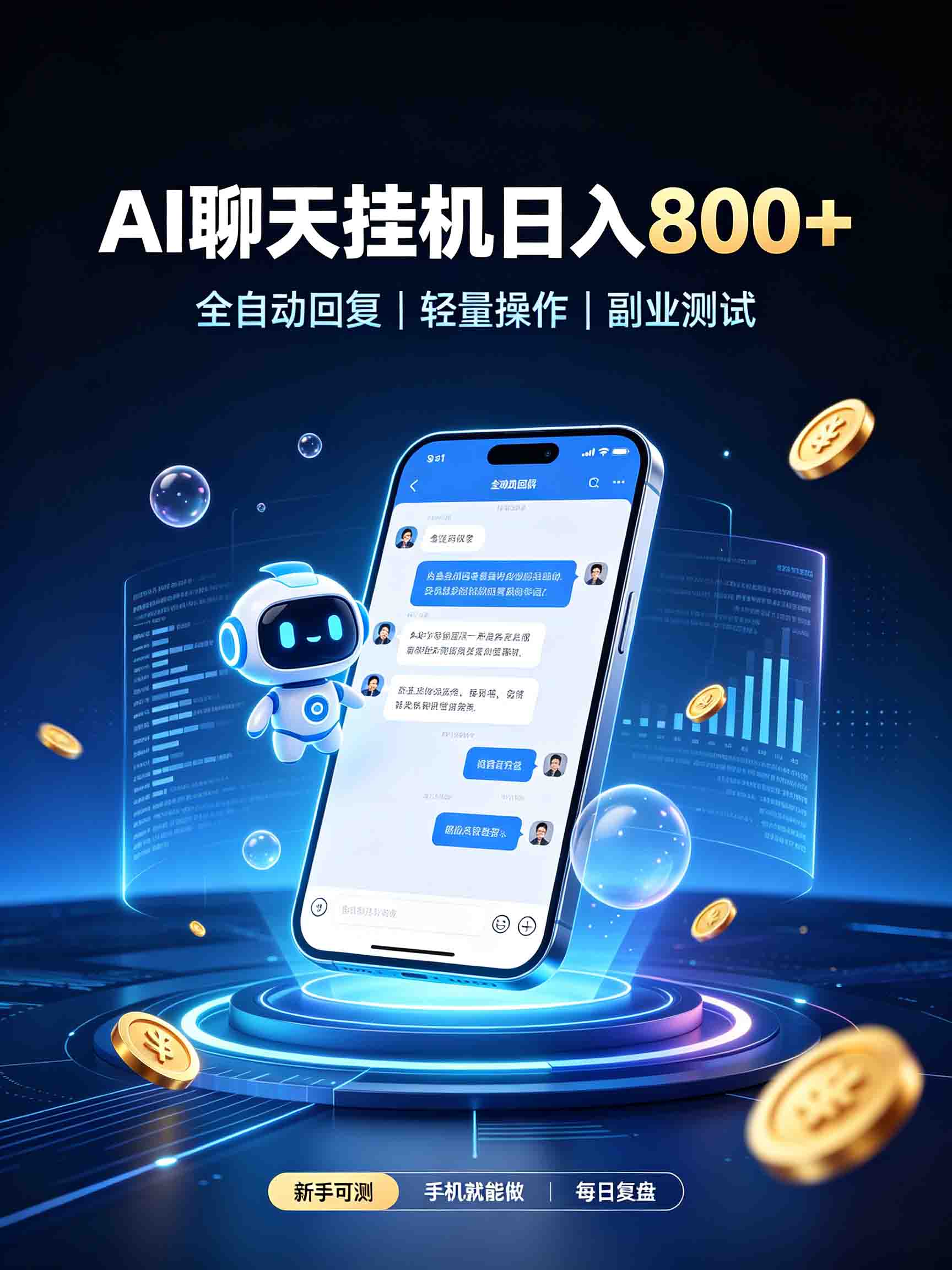 AI聊天挂机，日入800+，适用个人副业，工作室矩阵操作-LanTi云网创