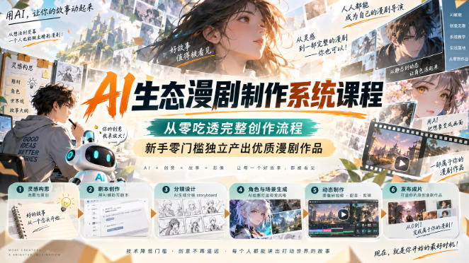 AI生态漫剧制作系统课程，从零吃透完整创作流程，新手零门槛独立产出优质漫剧作品-LanTi云网创