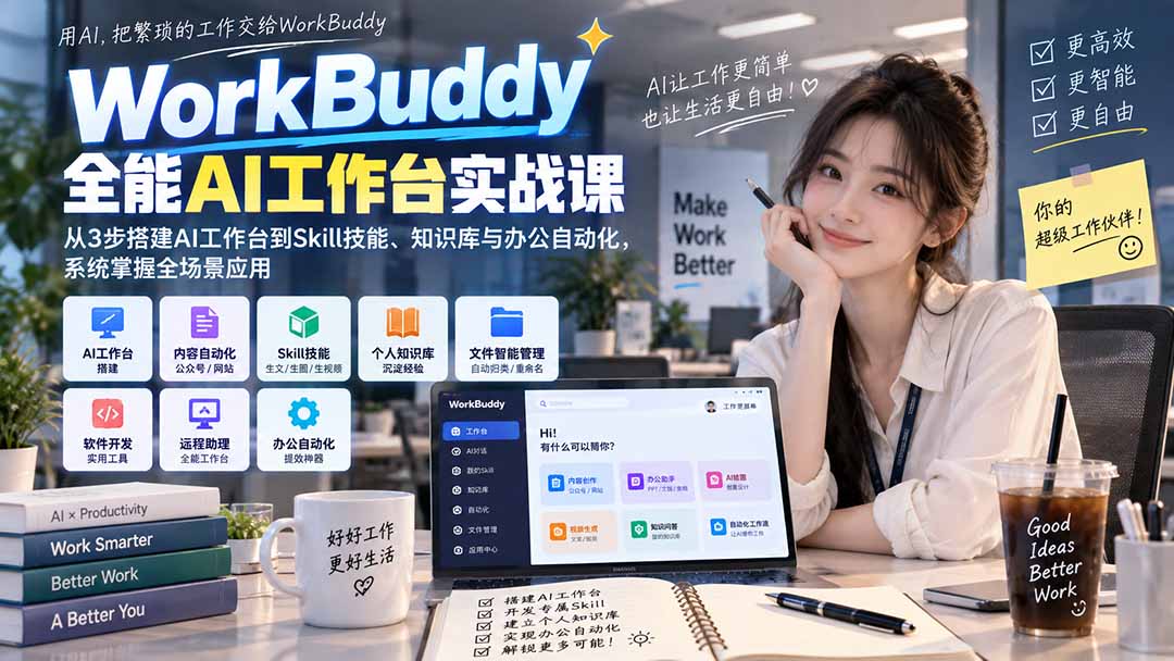 WorkBuddy全能AI工作台实战课：从3步搭建AI工作台到Skill技能、知识库与办公自动化，系统掌握全场景应用-LanTi云网创