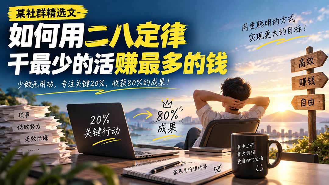 某社群精选文-如何用二八定律干最少的活赚最多的钱-LanTi云网创
