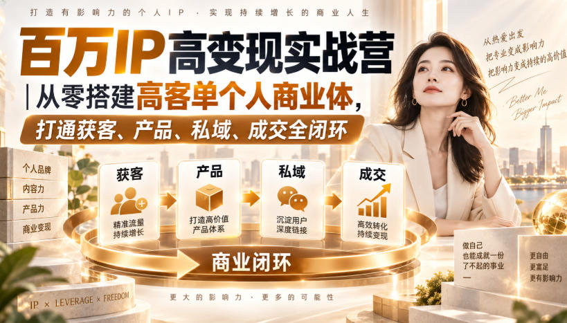 百万IP高变现实战营｜从零搭建高客单个人商业体，打通获客、产品、私域、成交全闭环​-LanTi云网创