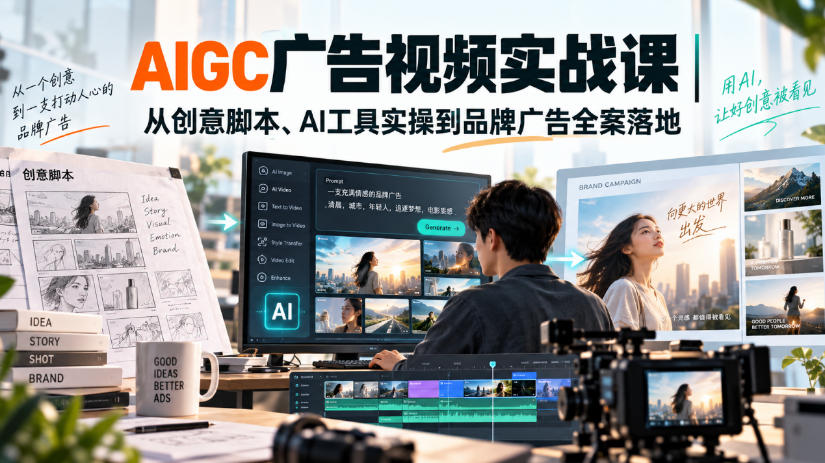 AIGC广告视频实战课｜从创意脚本、AI工具实操到品牌广告全案落地-LanTi云网创