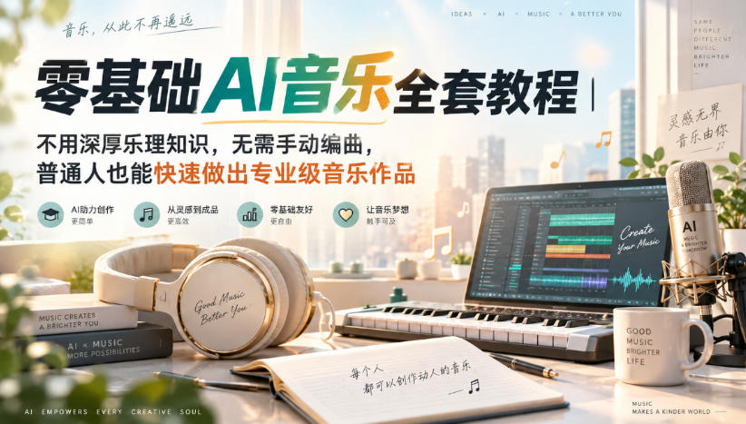 零基础AI音乐全套教程｜不用深厚乐理知识，无需手动编曲，普通人也能快速做出专业级音乐作品-LanTi云网创