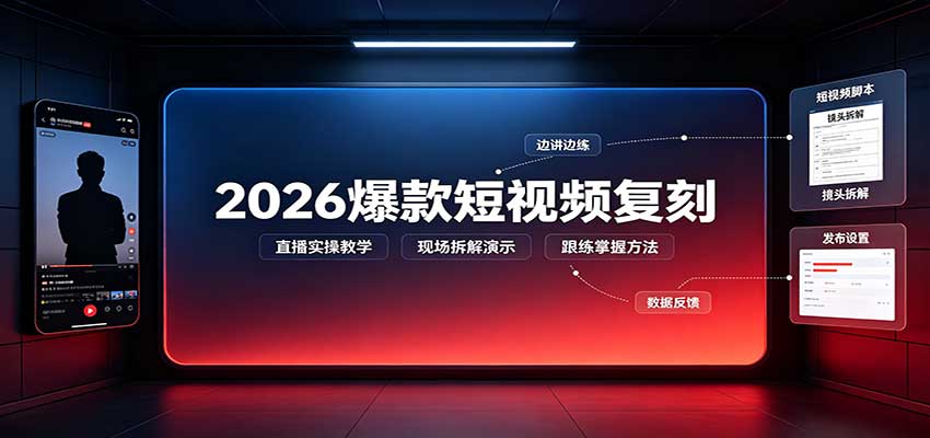 2026爆款短视频复刻：直播实操教学，配套文字文档掌握全流程-LanTi云网创