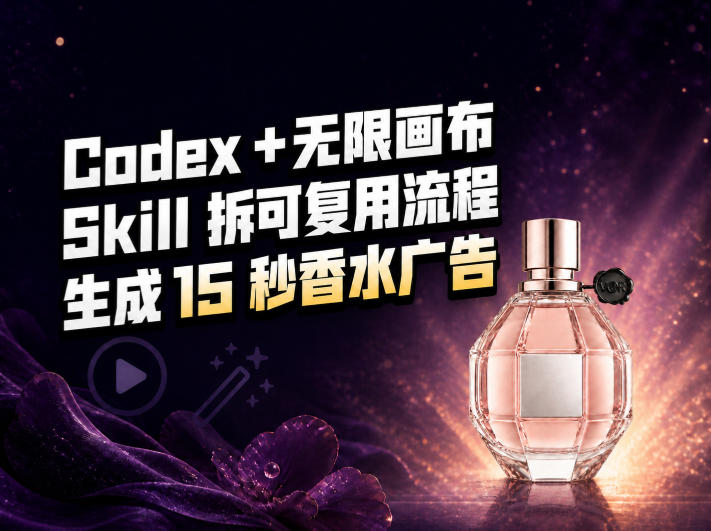 我把Amazon香水视频拆成Codex Skill：无限画布负责最后15秒-LanTi云网创