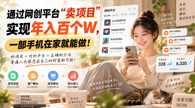 靠卖网创项目变现，一年拿下百万收益！一台手机就能操作！-LanTi云网创