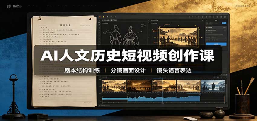AI人文历史短视频创作课：赛道对标、剧本分镜制图，掌握视频完整产出流程-LanTi云网创