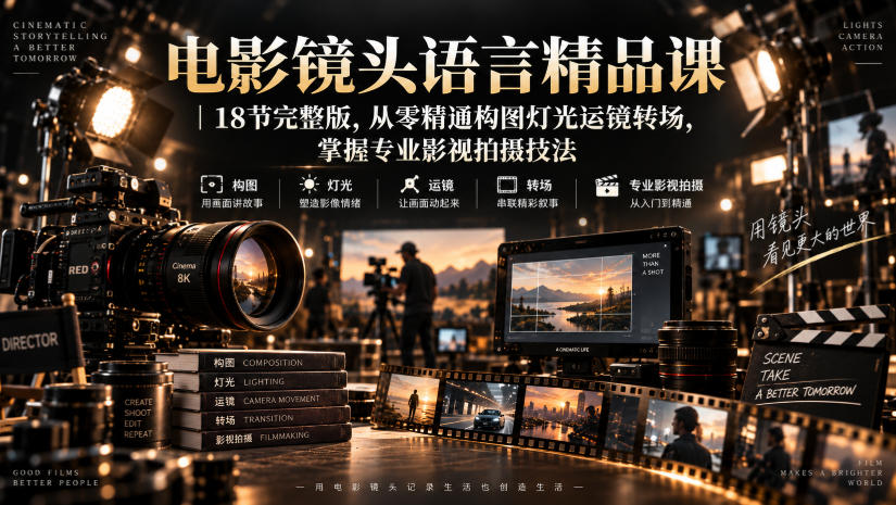 电影镜头语言精品课｜18节完整版，从零精通构图灯光运镜转场，掌握专业影视拍摄技法-LanTi云网创