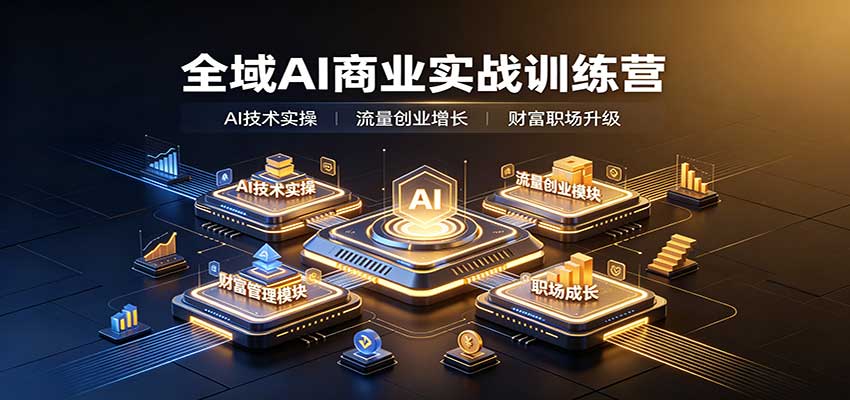 全域AI商业实战训练营：涵盖AI技术实操、流量创业、财富管理与职场成长全体系内容-LanTi云网创