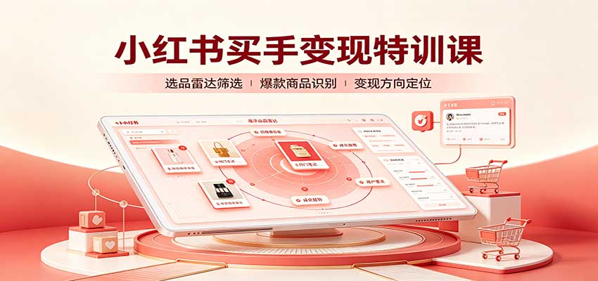 小红书买手变现特训课：账号定位养号起号，选品挂车，笔记标题封面全套教学-LanTi云网创