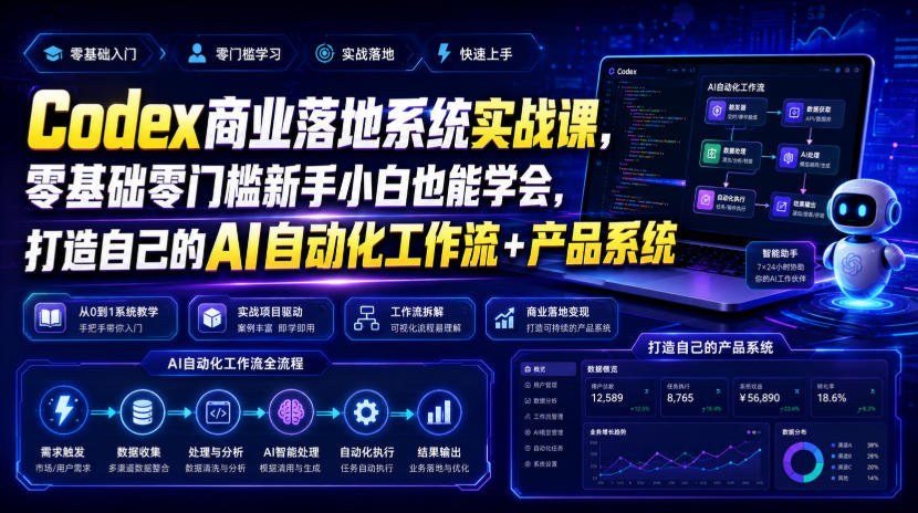 Codex商业落地系统实战课，零基础零门槛新手小白也能学会，打造自己的AI自动化工作流+产品系统(更新)-LanTi云网创
