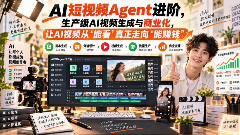 AI短视频Agent进阶，生产级AI视频生成与商业化，让AI视频从”能看”真正走向”能賺钱”-LanTi云网创