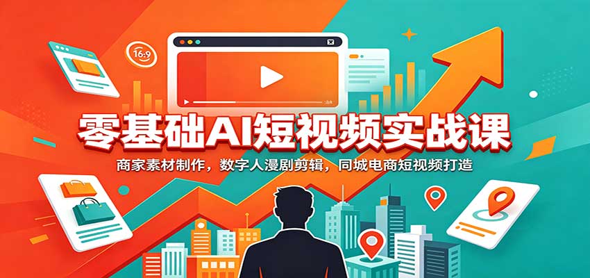 零基础AI短视频实战课：商家素材制作，数字人漫剧剪辑，同城电商短视频打造-LanTi云网创