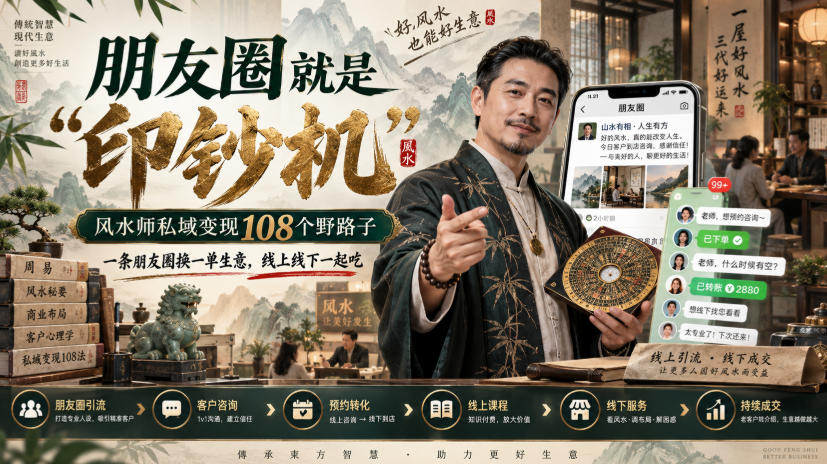 朋友圈就是“印钞机”，风水师私域变现108个野路子，一条朋友圈换一单生意，线上线下一起吃【文档】-LanTi云网创