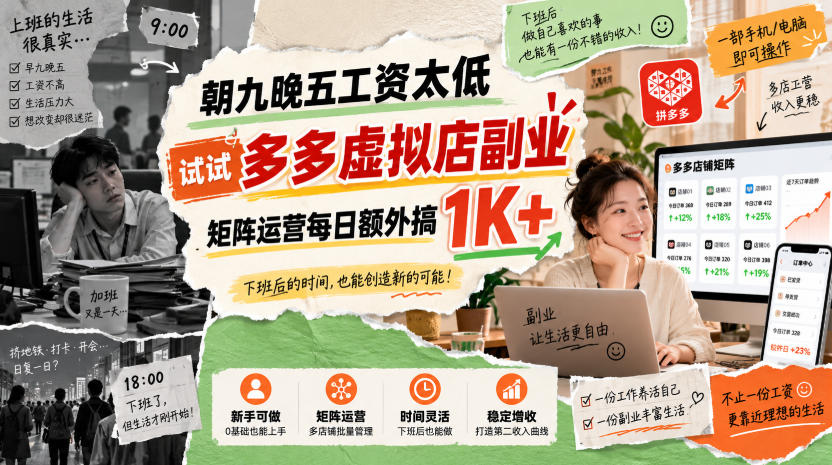 朝九晚五工资太低，试试多多虚拟店副业，矩阵运营每日额外搞1K+【揭秘】-LanTi云网创