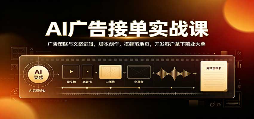 AI广告接单实战：广告策略与文案逻辑，脚本创作，搭建落地页，开发客户拿下商业大单-LanTi云网创