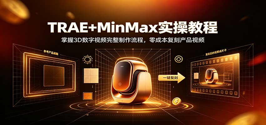 TRAE+MinMax实操教程：3D数字视频完整制作流程，零成本复刻产品视频-LanTi云网创