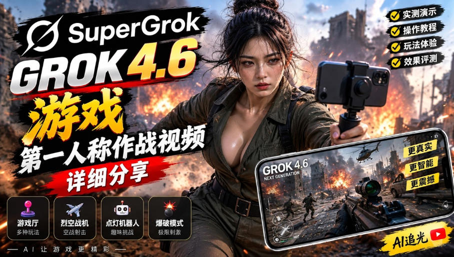 Grok 4.6也能做游戏？第一人称作战视频实测｜玩法详细讲解-LanTi云网创