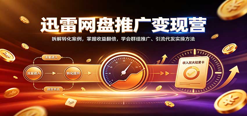 迅雷网盘推广变现营：拆解转化案例，掌握收益翻倍，学会群组推广、引流代发实操方法-LanTi云网创