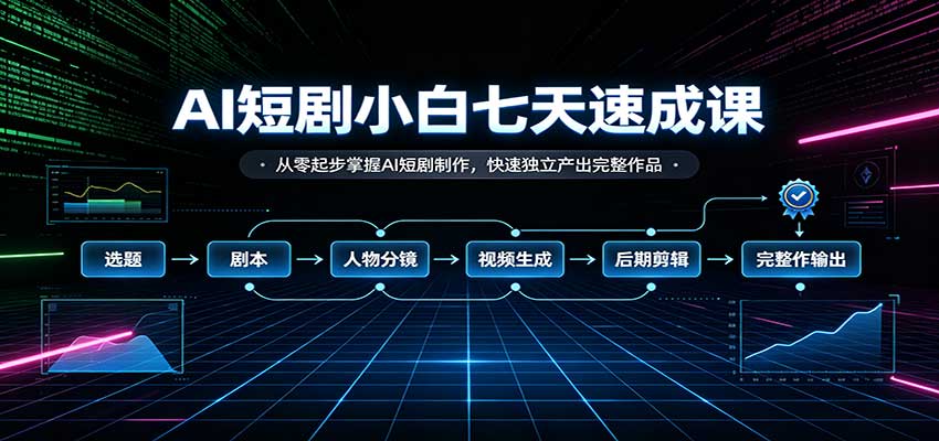 AI短剧小白七天速成课：从零起步掌握AI短剧制作，快速独立产出完整作品-LanTi云网创