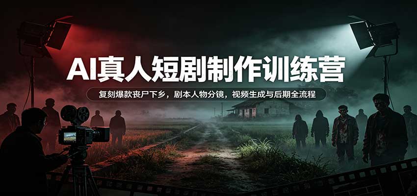 AI真人短剧制作训练营：复刻爆款丧尸下乡，剧本人物分镜，视频生成与后期全流程-LanTi云网创