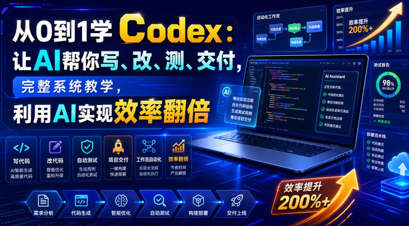 从0到1学Codex：让AI帮你写、改、测、交付，完整系统教学，利用AI实现效率翻倍(更新0918)-LanTi云网创