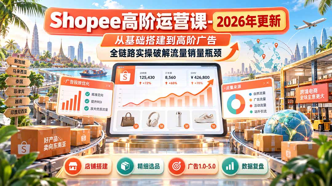 Shopee高阶运营课-更新9月，从基础搭建到高阶广告，全链路实操破解流量销量瓶颈-LanTi云网创