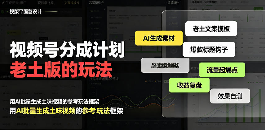 视频号分成计划老土版的玩法，流量爆炸，每天收益300+，纯靠AI生成，越土的玩法，越高级-LanTi云网创