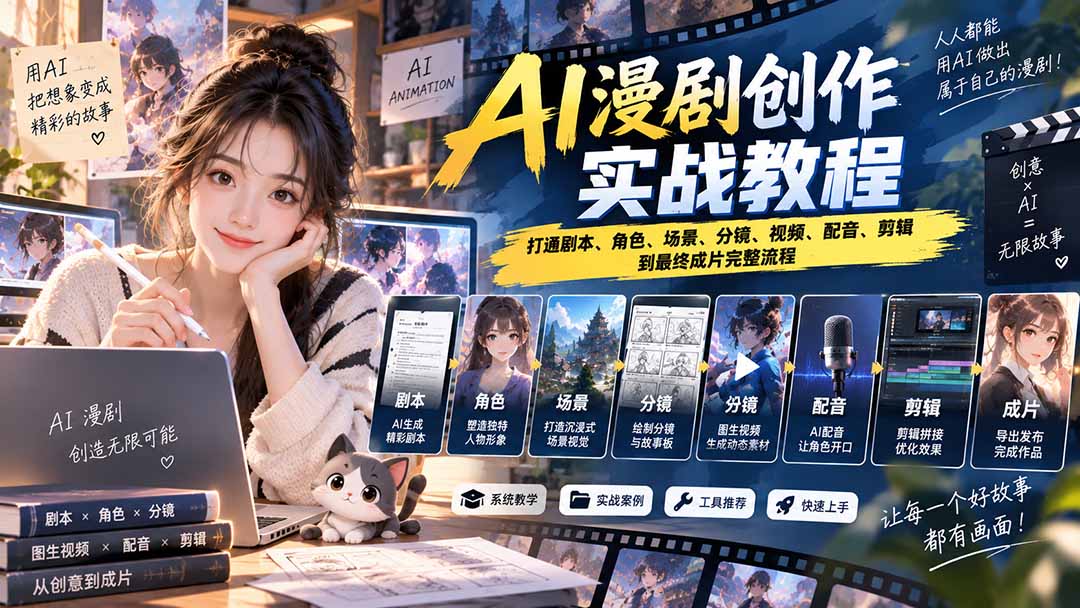 2026 AI漫剧创作实战教程：打通剧本、角色、场景、分镜、视频、配音、剪辑到最终成片完整流程-LanTi云网创