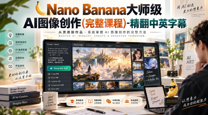 【无水印】Nano Banana大师级AI图像创作(完整课程)-精翻中英字幕-LanTi云网创