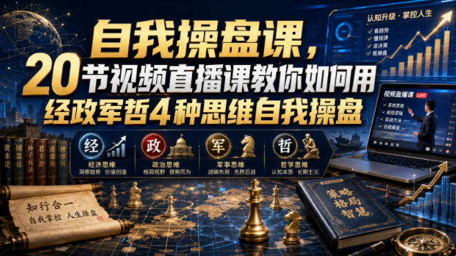 【无水印】自我操盘课，20节视频直播课教你如何用经政军哲4种思维自我操盘(更新0924)-LanTi云网创