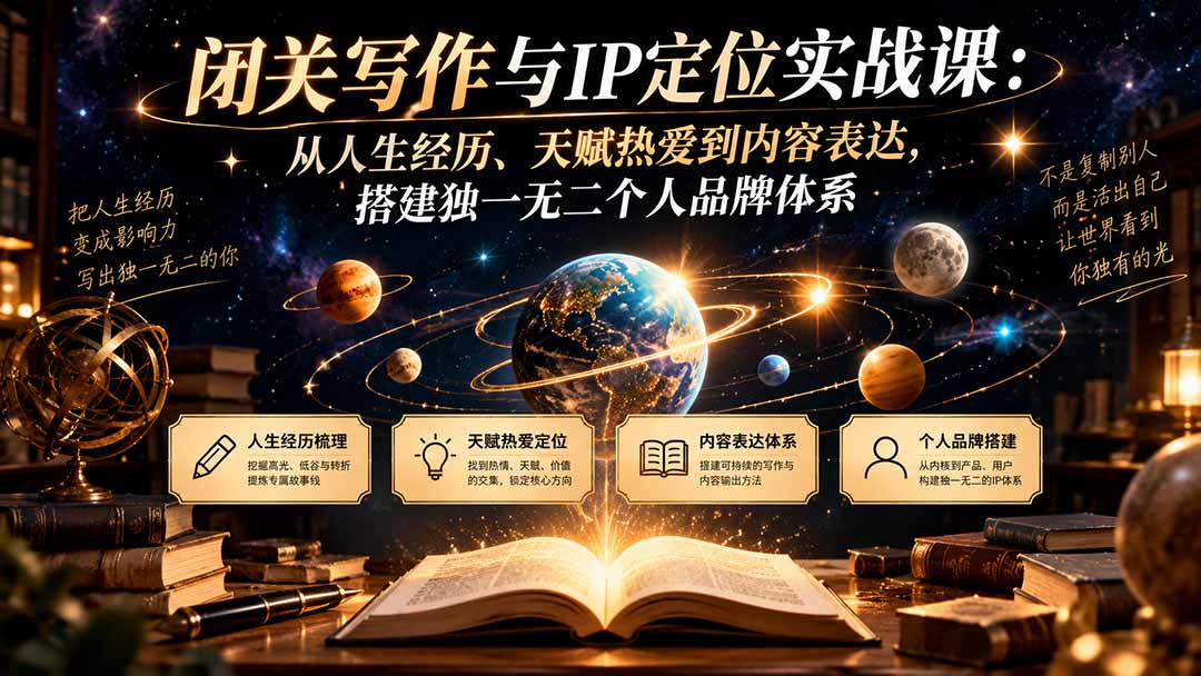 闭关写作与IP定位实战课：从人生经历、天赋热爱到内容表达，搭建独一无二个人品牌体系-LanTi云网创