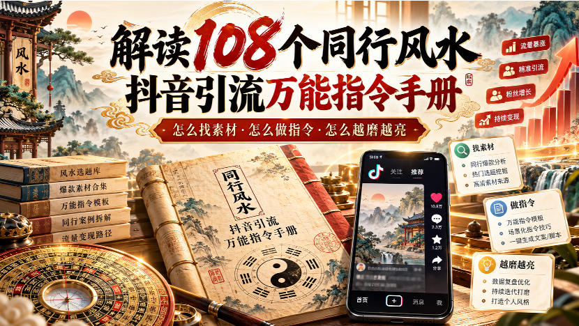 解读108个同行风水抖音引流万能指令手册，怎么找素材·怎么做指令·怎么越磨越亮【文档】-LanTi云网创