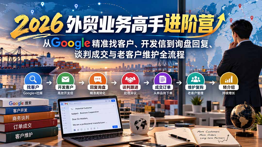 2026外贸业务高手进阶营：从Google精准找客户、开发信到询盘回复、谈判成交与老客户维护全流程-LanTi云网创