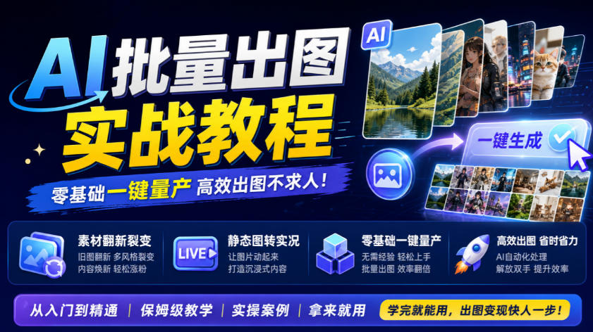 AI批量出图实战教程，素材翻新裂变，静态图转实况，零基础一键量产-LanTi云网创