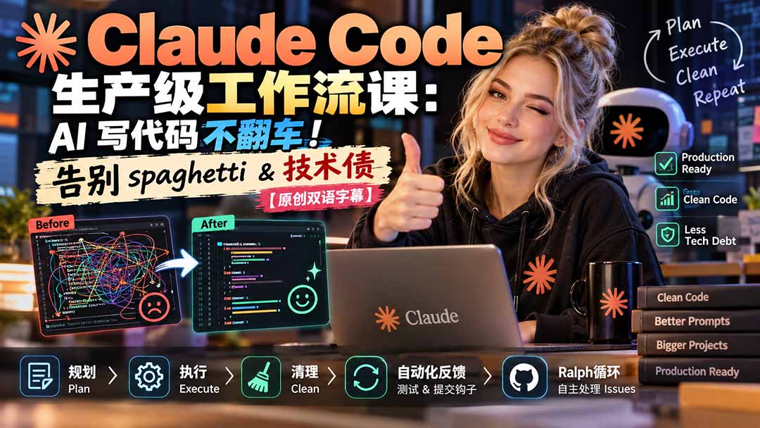 Claude Code 生产级工作流课：AI 写代码不翻车！告别 spaghetti & 技术债【原创双语字幕】-LanTi云网创