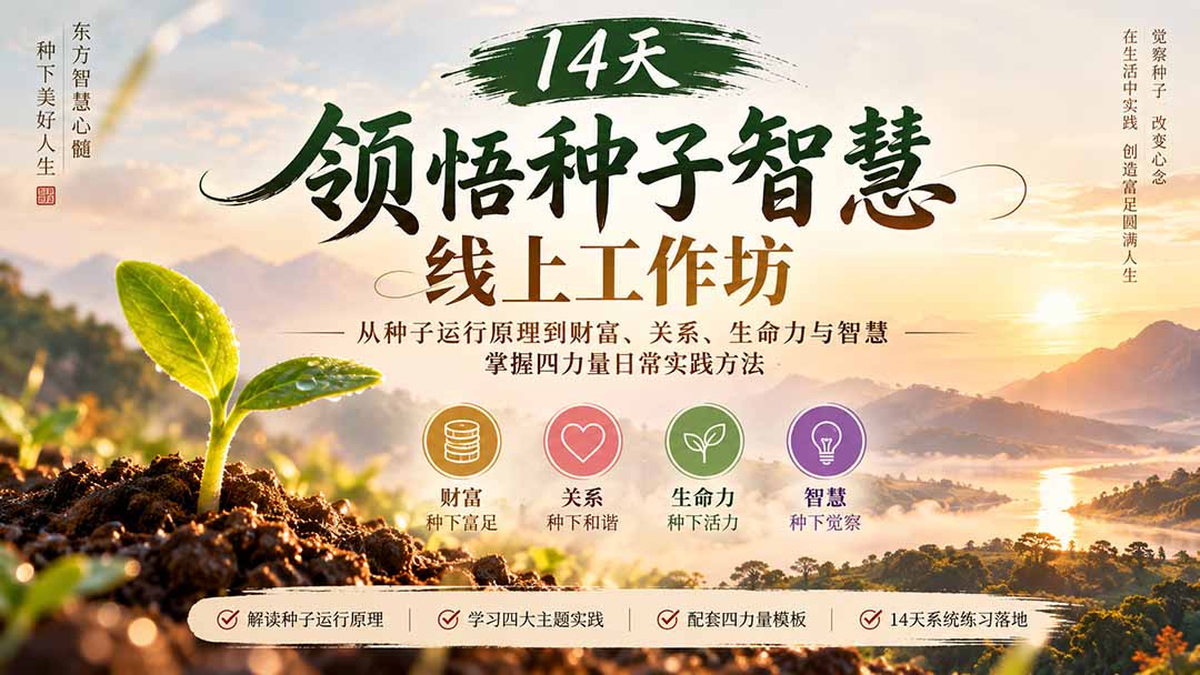 14天领悟种子智慧线上工作坊｜从种子运行原理到财富、关系、生命力与智慧，掌握四力量日常实践方法-LanTi云网创