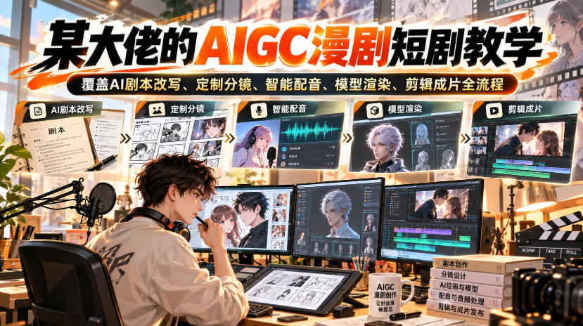 某大佬的AIGC漫剧短剧教学，覆盖AI剧本改写、定制分镜、智能配音、模型渲染、剪辑成片全流程-LanTi云网创