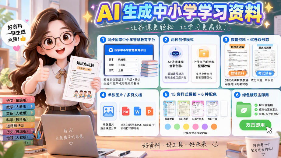 孩子的教辅别再乱买了：同步国家中小学智慧平台，AI一键生成图文教辅和试卷-LanTi云网创