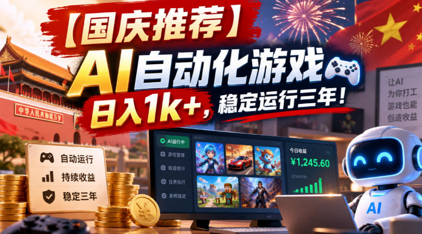 【国庆推荐】AI自动化游戏，日入1k+，操作简单，稳定运行三年！【揭秘】-LanTi云网创