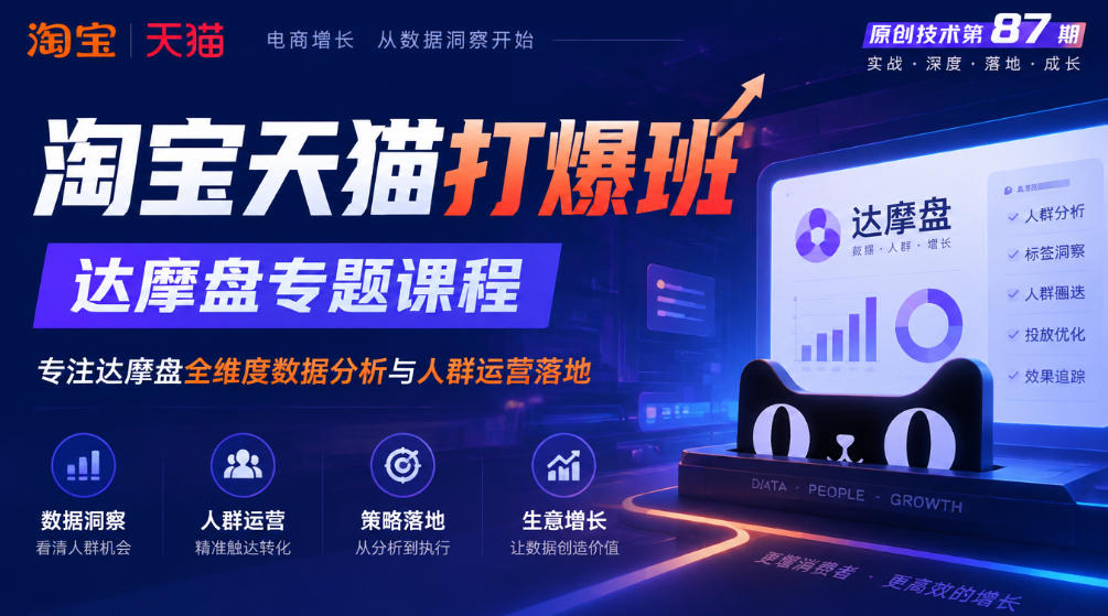 《淘宝天猫打爆班》原创技术第87期，达摩盘专题课程，专注达摩盘全维度数据分析与人群运营落地-LanTi云网创