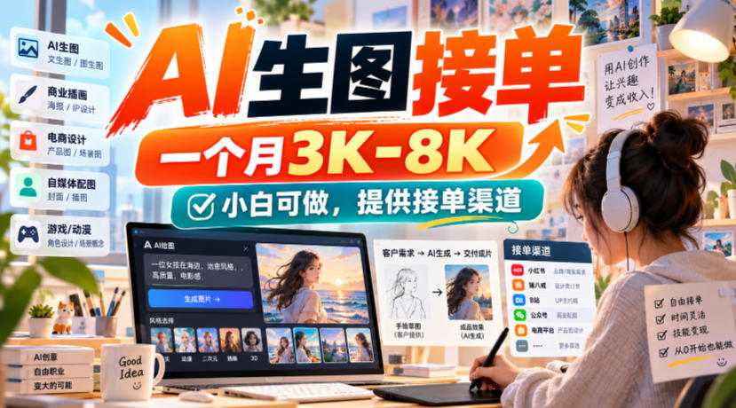 AI生图接单，一个月3K-8K，小白可做，提供接单渠道-LanTi云网创