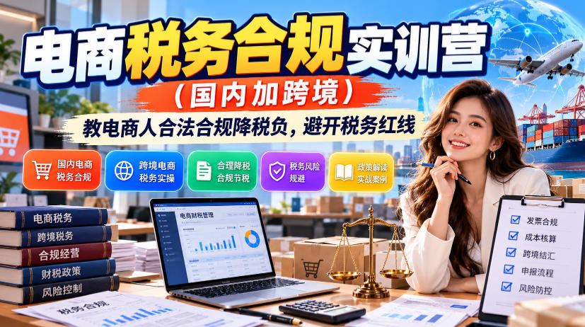 电商税务合规实训营(国内加跨境)，教电商人合法合规降税负，避开税务红线-LanTi云网创