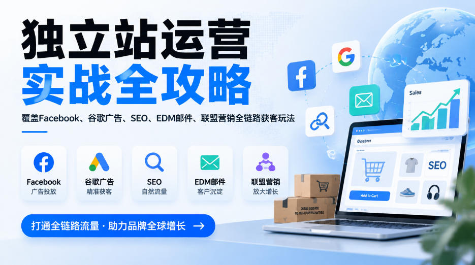 独立站运营实战全攻略，覆盖Facebook、谷歌广告、SEO、EDM邮件、联盟营销全链路获客玩法(更新2026)-LanTi云网创